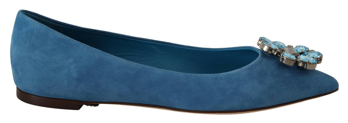 Dolce & Gabbana Blue Suede Crystals Loafers Flats Shoes -   -  Dolce & Gabbana.