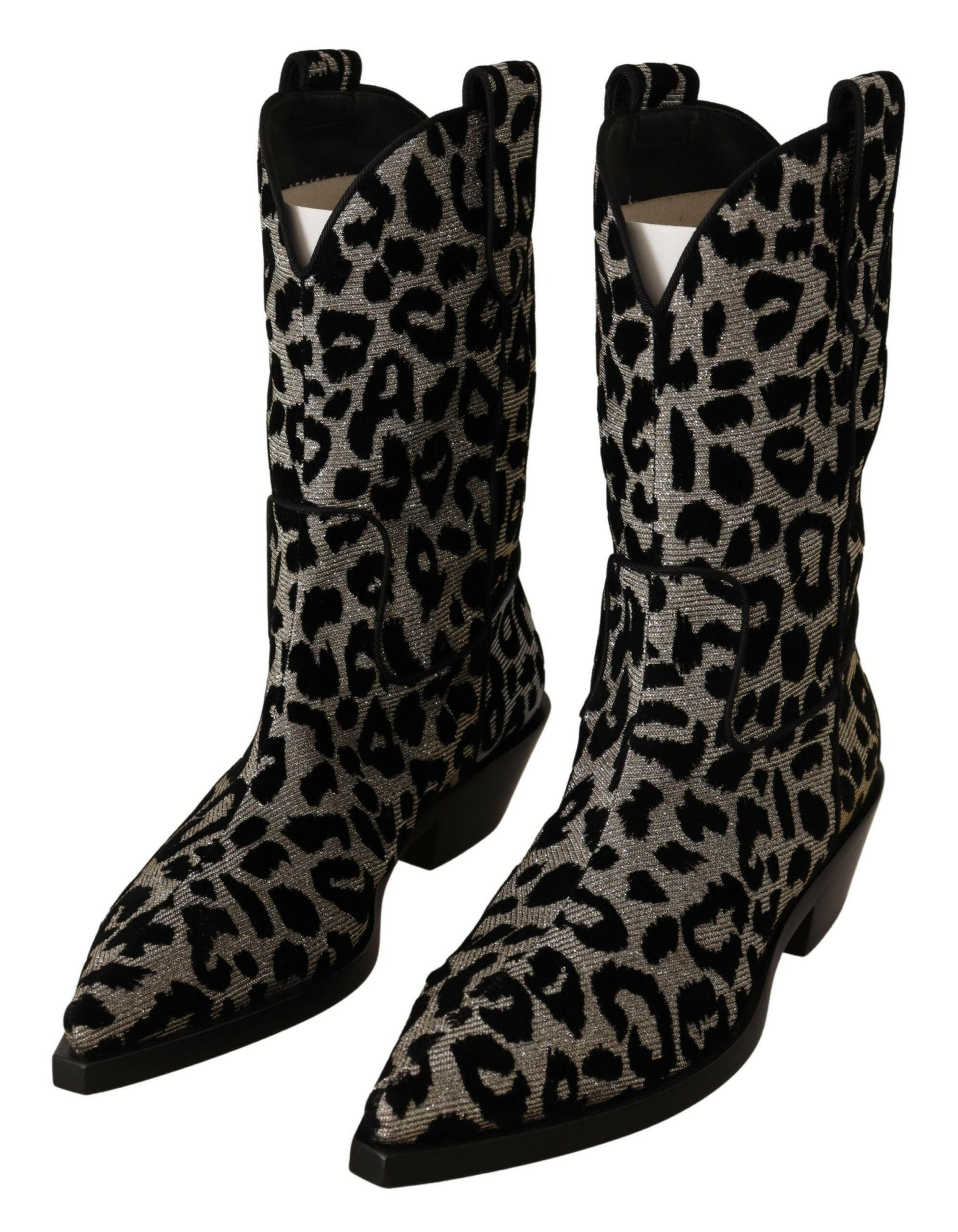 Dolce & Gabbana Gray Black Leopard Cowboy Boots Shoes -   -  Dolce & Gabbana. Dolce & Gabbana Gray Black Leopard Cowboy Boots Shoes -   -  Dolce & Gabbana.