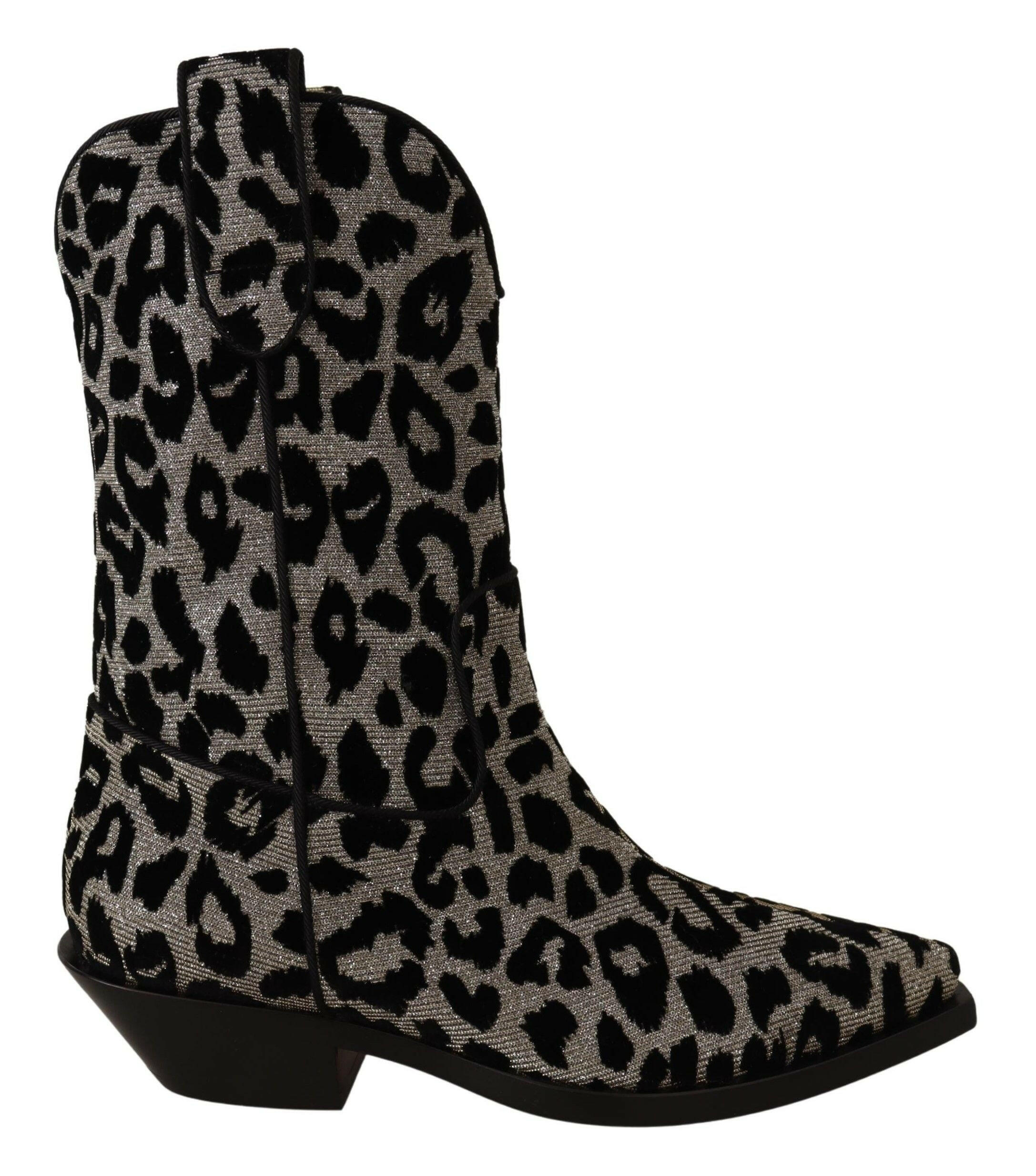 Dolce & Gabbana Gray Black Leopard Cowboy Boots Shoes -   -  Dolce & Gabbana.