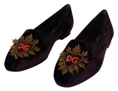 Dolce & Gabbana Purple Velvet DG Heart Loafers Flats Shoes -   -  Dolce & Gabbana.