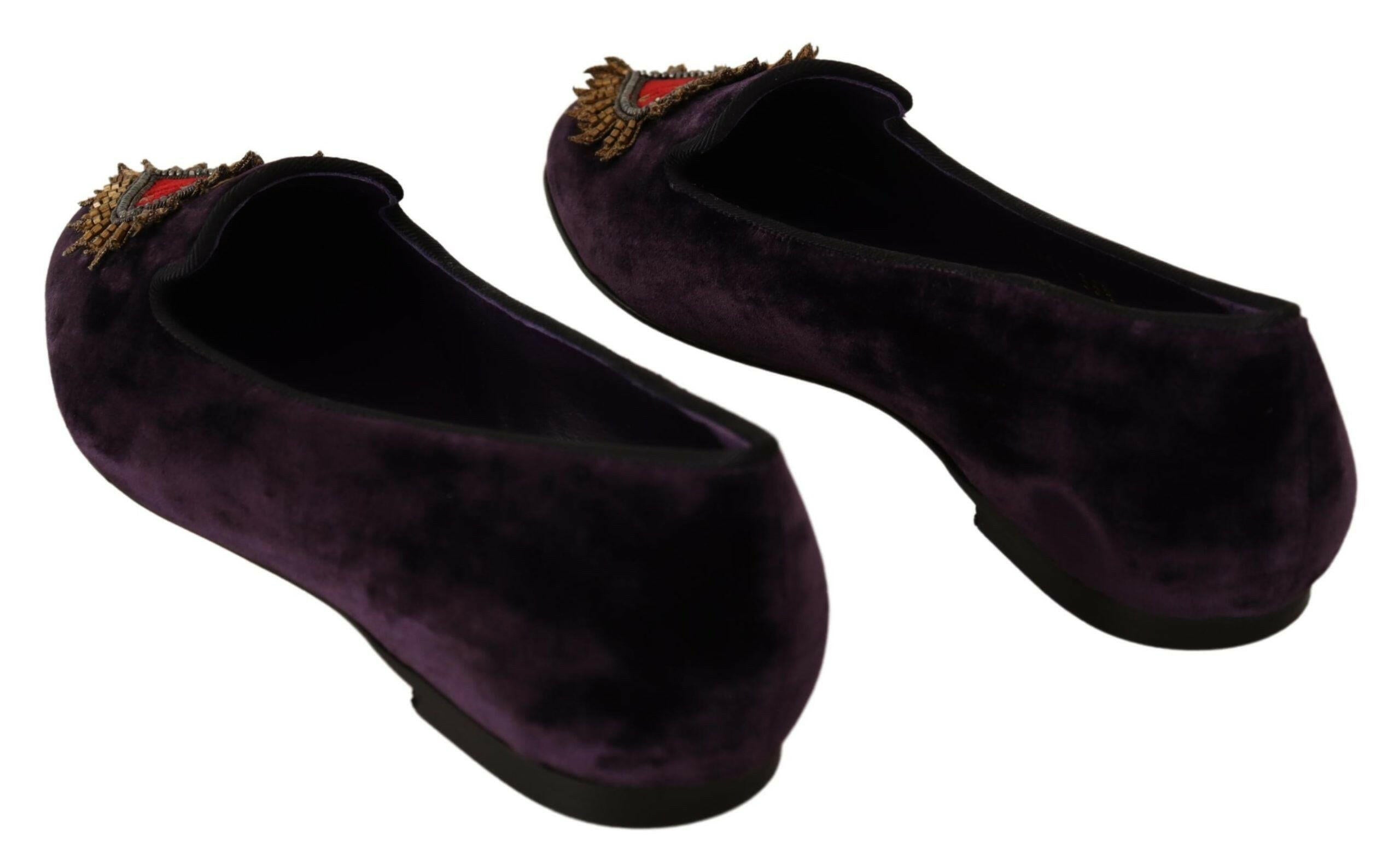 Dolce & Gabbana Purple Velvet DG Heart Loafers Flats Shoes -   -  Dolce & Gabbana. Dolce & Gabbana Purple Velvet DG Heart Loafers Flats Shoes -   -  Dolce & Gabbana.