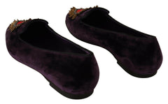 Dolce & Gabbana Purple Velvet DG Heart Loafers Flats Shoes -   -  Dolce & Gabbana.