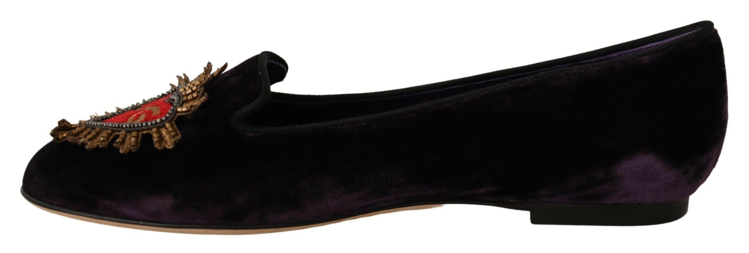 Dolce & Gabbana Purple Velvet DG Heart Loafers Flats Shoes -   -  Dolce & Gabbana. Dolce & Gabbana Purple Velvet DG Heart Loafers Flats Shoes -   -  Dolce & Gabbana.