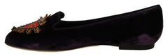 Dolce & Gabbana Purple Velvet DG Heart Loafers Flats Shoes -   -  Dolce & Gabbana.