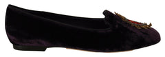 Dolce & Gabbana Purple Velvet DG Heart Loafers Flats Shoes -   -  Dolce & Gabbana.