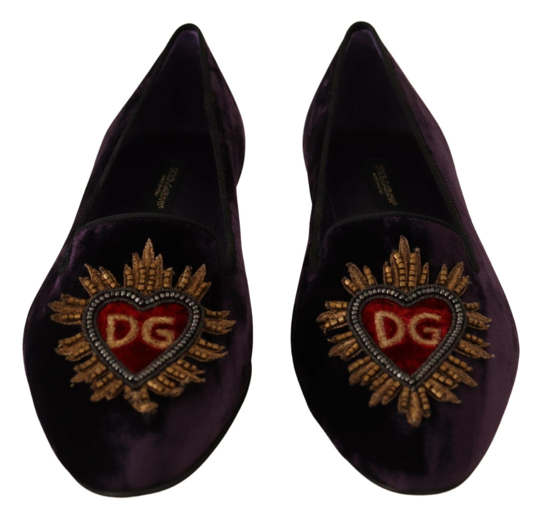 Dolce & Gabbana Purple Velvet DG Heart Loafers Flats Shoes -   -  Dolce & Gabbana. Dolce & Gabbana Purple Velvet DG Heart Loafers Flats Shoes -   -  Dolce & Gabbana.