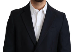 Dolce & Gabbana Dark Blue Wool Single Breasted Coat Jacket -   -  Dolce & Gabbana.