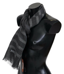 Missoni Gray Striped Wool Unisex Neck Wrap Fringes Scarf - - Missoni.