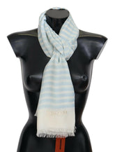 Missoni Blue White Lined Cashmere Unisex Wrap Scarf -   -  Missoni.