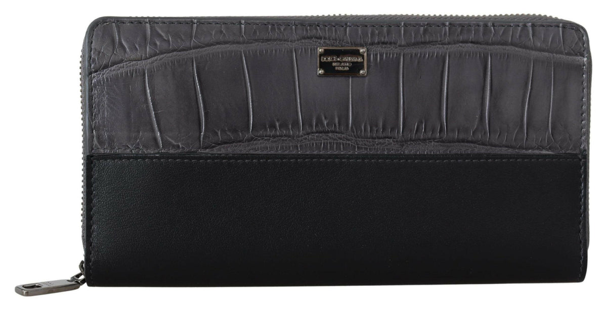 Dolce & Gabbana Black Zip Around Continental Clutch Leather Wallet -  Leather Wallet for Men -  Dolce & Gabbana.