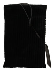 Dolce & Gabbana Black Velvet Quilt Drawstring Logo Plaque Pouch Bag - - Dolce & Gabbana.