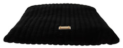 Dolce & Gabbana Black Velvet Quilt Drawstring Logo Plaque Pouch Bag - - Dolce & Gabbana.