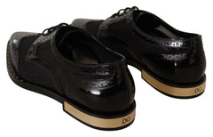 Dolce & Gabbana Black Leather Broques Sheer Wingtip Shoes -   -  Dolce & Gabbana.