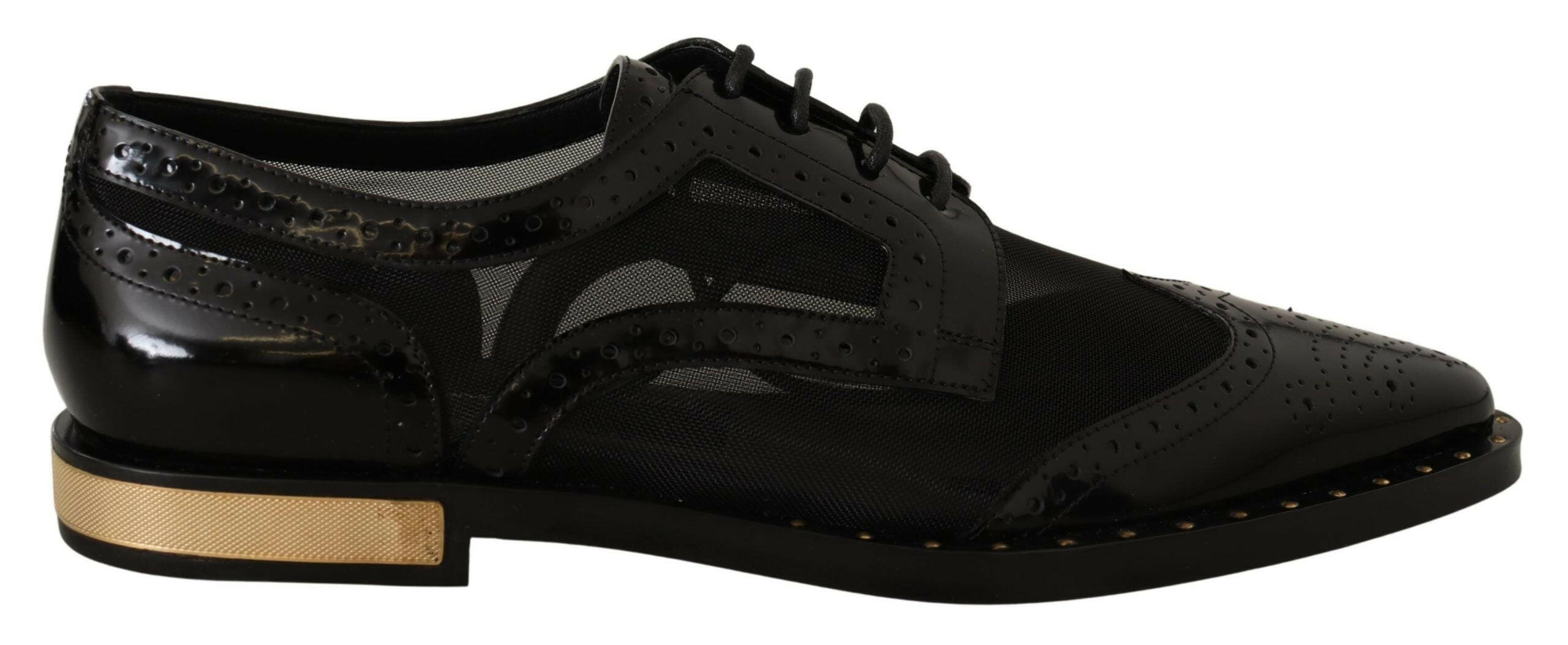 Dolce & Gabbana Black Leather Broques Sheer Wingtip Shoes -   -  Dolce & Gabbana.