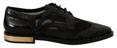 Dolce & Gabbana Black Leather Broques Sheer Wingtip Shoes -   -  Dolce & Gabbana.