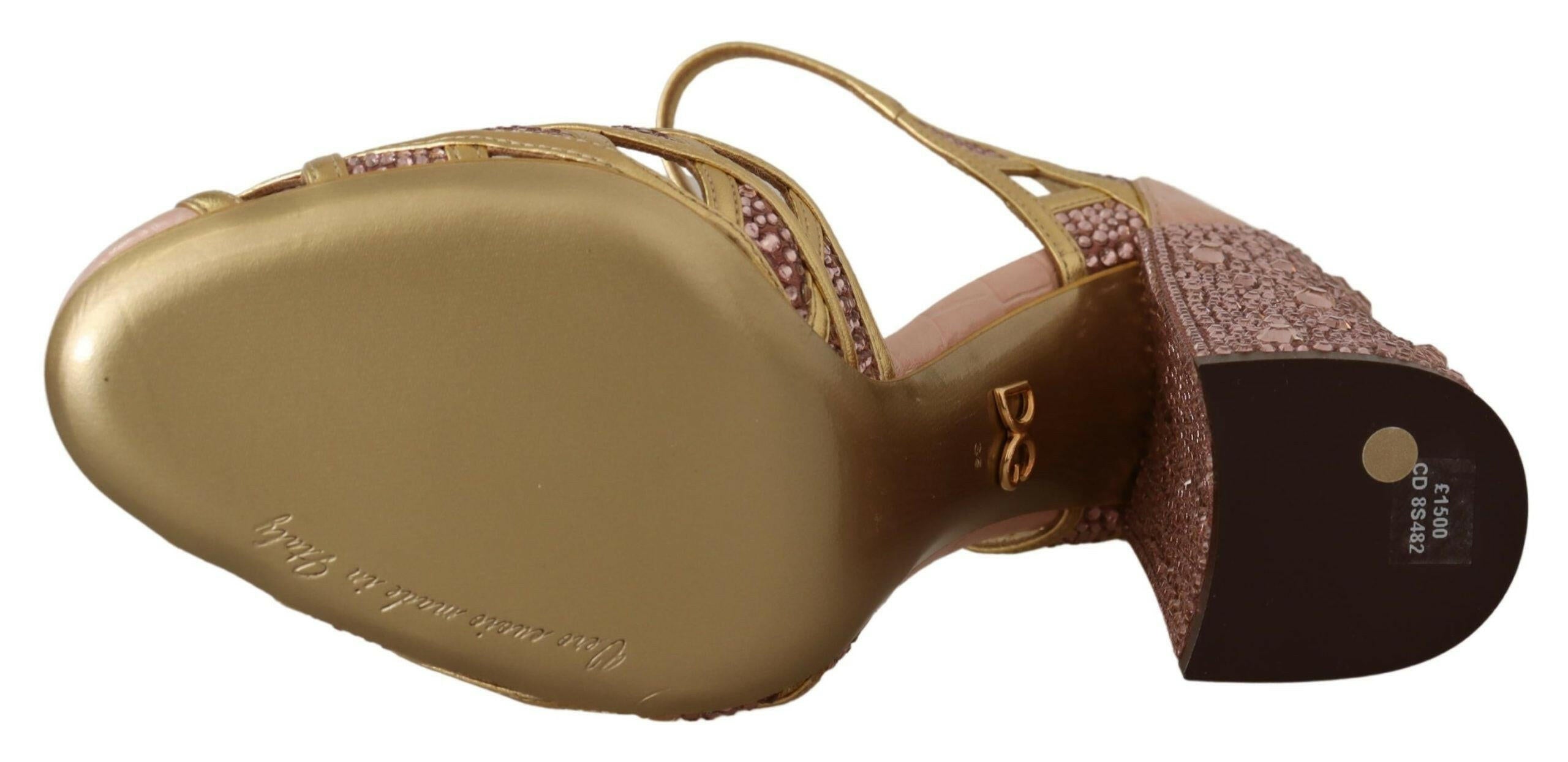 Dolce & Gabbana Pink Gold Leather Crystal Pumps T-strap Shoes -   -  Dolce & Gabbana. Dolce & Gabbana Pink Gold Leather Crystal Pumps T-strap Shoes -   -  Dolce & Gabbana.