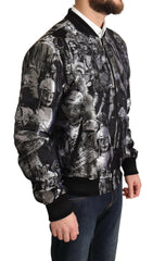 Dolce & Gabbana Black Silver Puppi Motive Bomber Jacket -   -  Dolce & Gabbana.