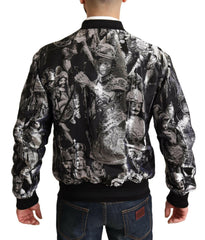 Dolce & Gabbana Black Silver Puppi Motive Bomber Jacket -   -  Dolce & Gabbana.