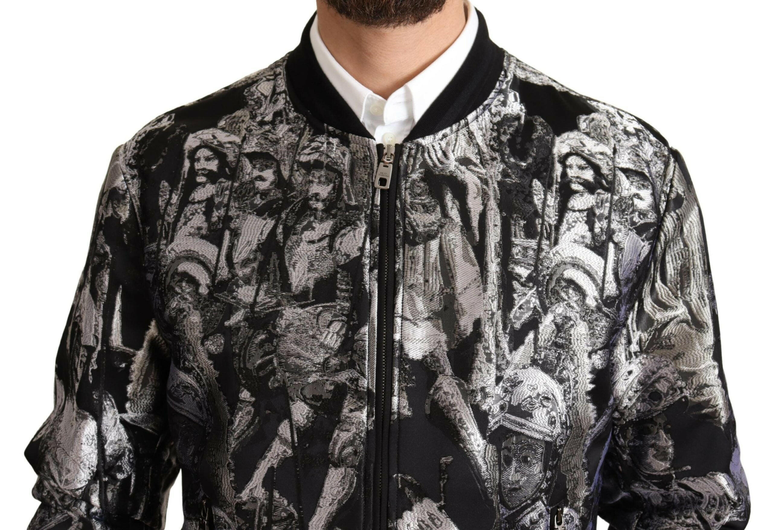 Dolce & Gabbana Black Silver Puppi Motive Bomber Jacket -   -  Dolce & Gabbana. Dolce & Gabbana Black Silver Puppi Motive Bomber Jacket -   -  Dolce & Gabbana.