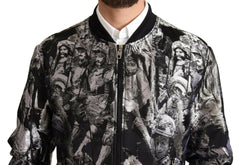 Dolce & Gabbana Black Silver Puppi Motive Bomber Jacket -   -  Dolce & Gabbana.