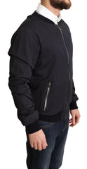 Dolce & Gabbana Blue Silk Coat Short Bomber Men Jacket -   -  Dolce & Gabbana.