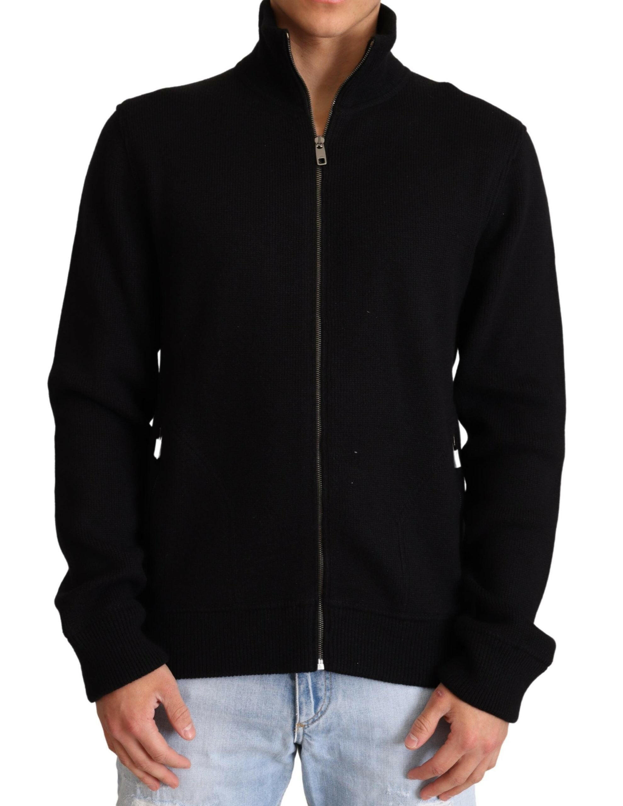 Dolce & Gabbana Black Cashmere Zipper Mens Sweater -   -  Dolce & Gabbana.