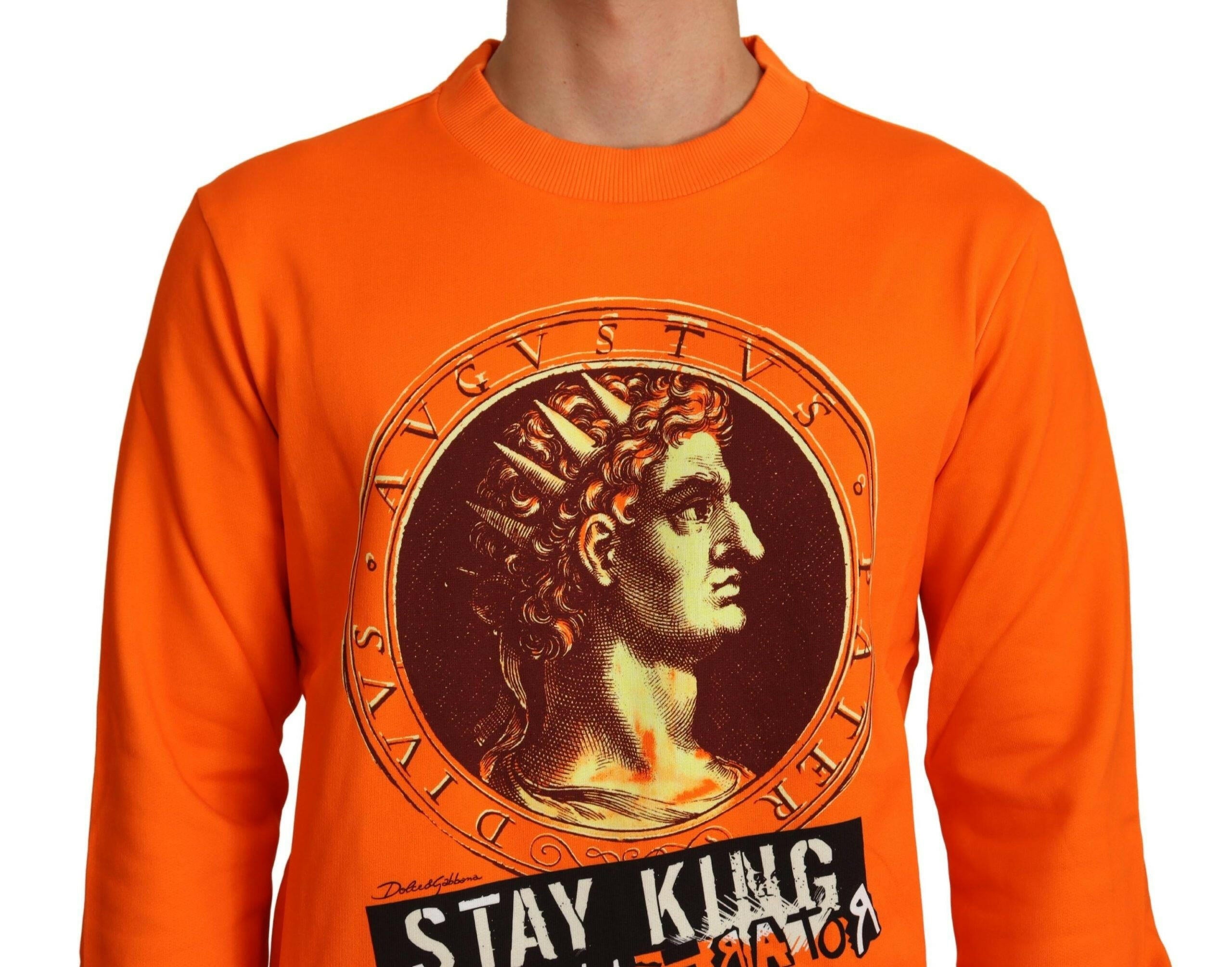 Dolce & Gabbana Orange King Ceasar Cotton Pullover Sweater -   -  Dolce & Gabbana. Dolce & Gabbana Orange King Ceasar Cotton Pullover Sweater -   -  Dolce & Gabbana.
