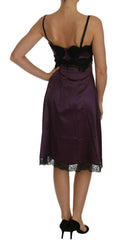 Dolce & Gabbana Purple Silk Stretch Black Lace A-Line Dress -   -  Dolce & Gabbana.