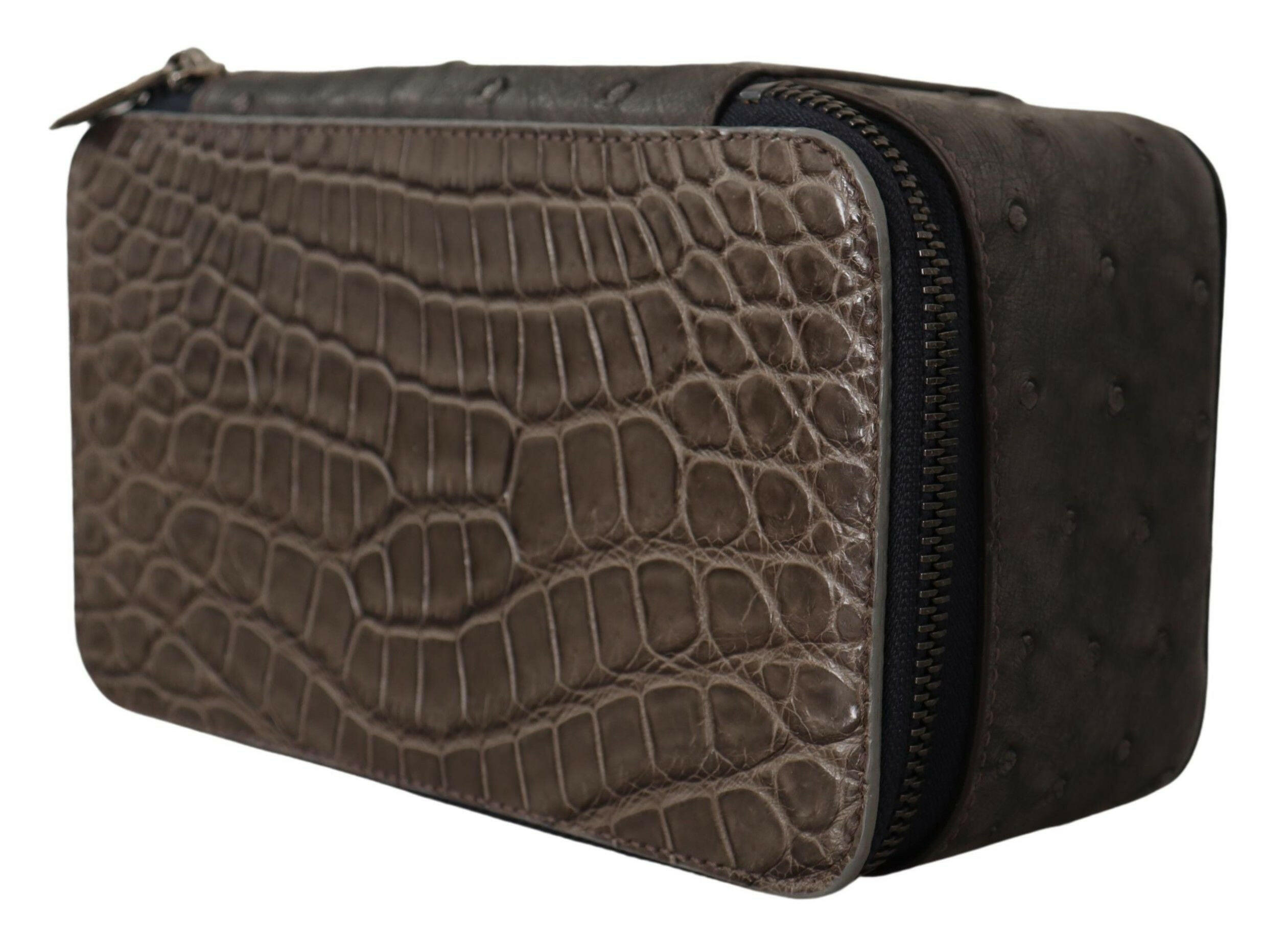 Dolce & Gabbana Gray Skin Leather Vanity Case Toiletry Shaving Bag -  Leather Accessory for Men -  Dolce & Gabbana. Dolce & Gabbana Gray Skin Leather Vanity Case Toiletry Shaving Bag -  Leather Accessory for Men -  Dolce & Gabbana.