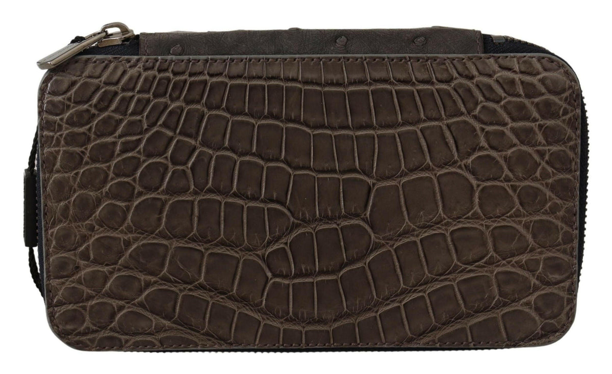 Dolce & Gabbana Gray Skin Leather Vanity Case Toiletry Shaving Bag -  Leather Accessory for Men -  Dolce & Gabbana.