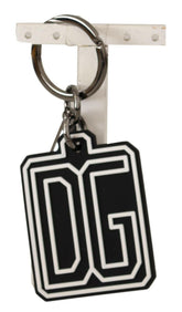 Dolce & Gabbana Black White DG Rubber Logo Silver Ring Keychain -  Men´s Keychains -  Dolce & Gabbana.