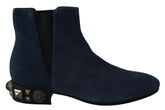 Dolce & Gabbana Blue Suede Embellished Studded Boots Shoes -   -  Dolce & Gabbana.