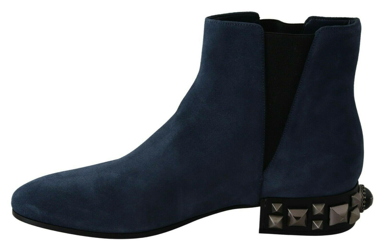 Dolce & Gabbana Blue Suede Embellished Studded Boots Shoes -   -  Dolce & Gabbana. Dolce & Gabbana Blue Suede Embellished Studded Boots Shoes -   -  Dolce & Gabbana.