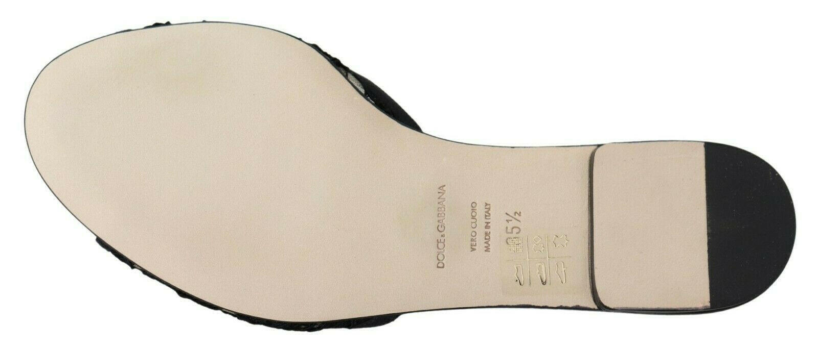 Dolce & Gabbana Black Taormina Lace Slides Crystals Flats Shoes -   -  Dolce & Gabbana. Dolce & Gabbana Black Taormina Lace Slides Crystals Flats Shoes -   -  Dolce & Gabbana.