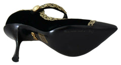 Dolce & Gabbana Black Embellished Velvet Mary Jane Pumps Shoes -   -  Dolce & Gabbana.