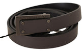 Costume National Dark Brown Leather Logo Buckle Belt -   -  Costume National.