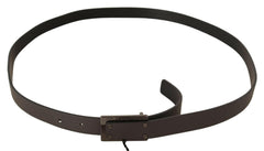 Costume National Dark Brown Leather Logo Buckle Belt -   -  Costume National.