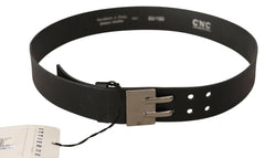 Costume National Black Leather Silver Buckle Waist Belt -   -  Costume National.