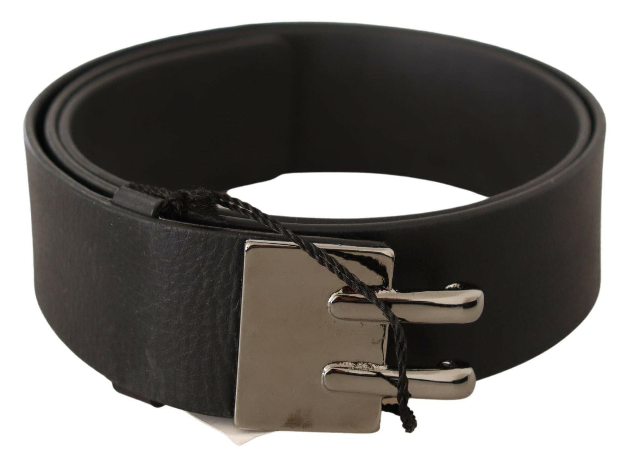Costume National Black Leather Silver Buckle Waist Belt -   -  Costume National.