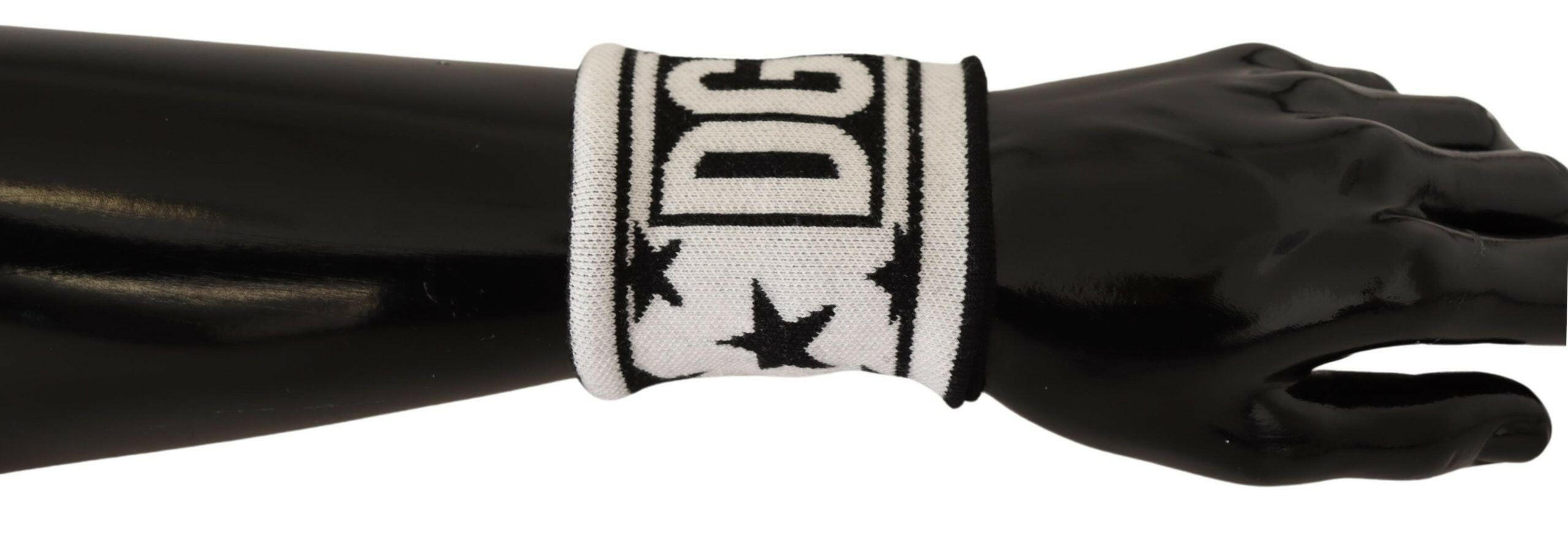 Dolce & Gabbana White Black Wool Logo #DGMILLENNIALS Wristband -   -  Dolce & Gabbana.