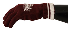 Dolce & Gabbana Red White D&G Logo Crown Cashmere Gloves -   -  Dolce & Gabbana.