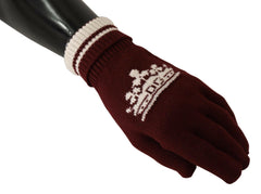 Dolce & Gabbana Red White D&G Logo Crown Cashmere Gloves -   -  Dolce & Gabbana.