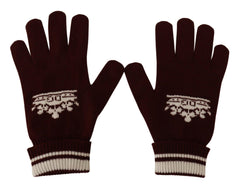 Dolce & Gabbana Red White D&G Logo Crown Cashmere Gloves -   -  Dolce & Gabbana.