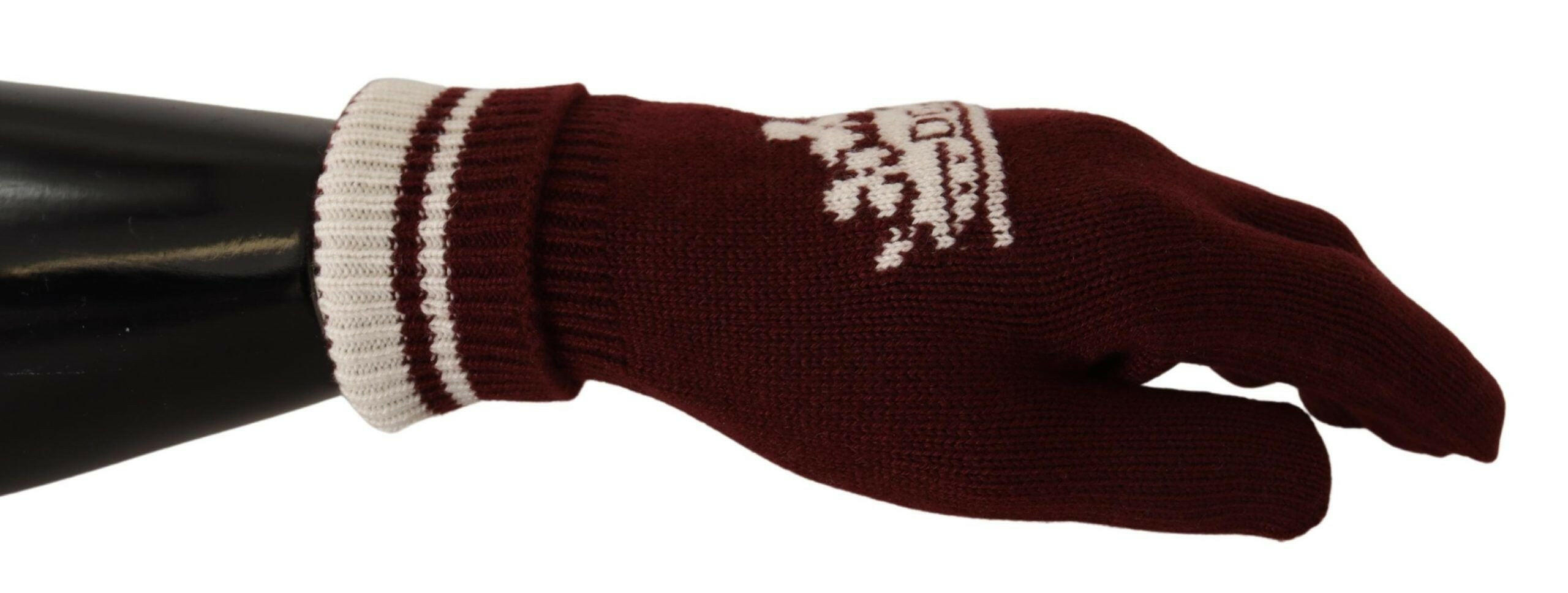 Dolce & Gabbana Red White D&G Logo Crown Cashmere Gloves -   -  Dolce & Gabbana.