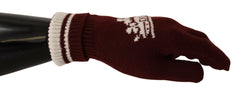 Dolce & Gabbana Red White D&G Logo Crown Cashmere Gloves -   -  Dolce & Gabbana.