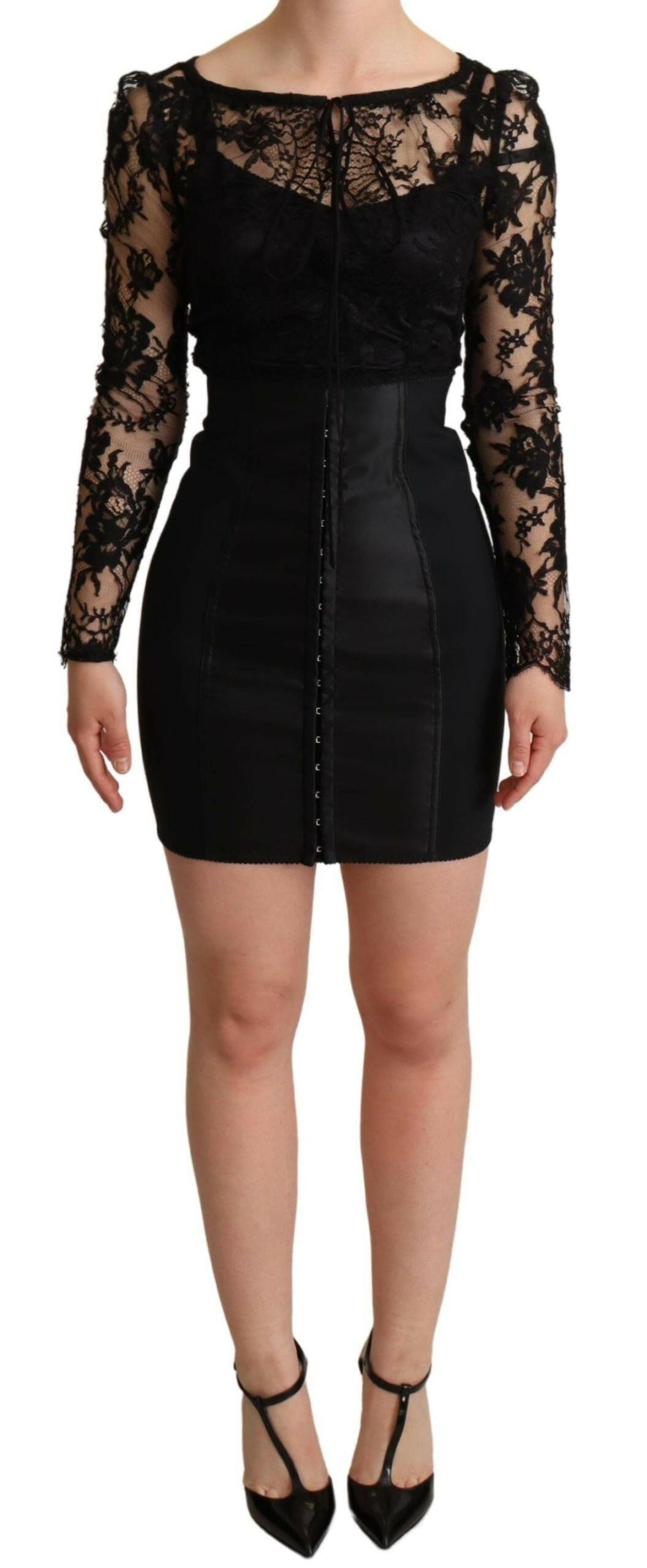 Dolce & Gabbana Black Fitted Lace Top Bodycon Mini Dress -   -  Dolce & Gabbana.