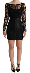 Dolce & Gabbana Black Fitted Lace Top Bodycon Mini Dress -   -  Dolce & Gabbana.