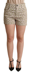 Dolce & Gabbana Beige Polka Dots Denim Cotton Stretch Shorts -   -  Dolce & Gabbana.