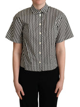Dolce & Gabbana Black White Zigzag Collar Cotton Top Shirt -   -  Dolce & Gabbana.