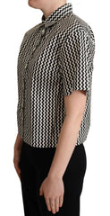Dolce & Gabbana Black White Zigzag Collar Cotton Top Shirt -   -  Dolce & Gabbana.